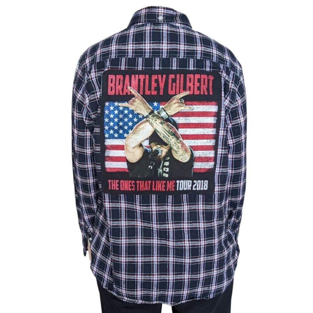 Brantley Gilbert Music Artist Band Country Custom Flannel Button Down Shirt Sz L